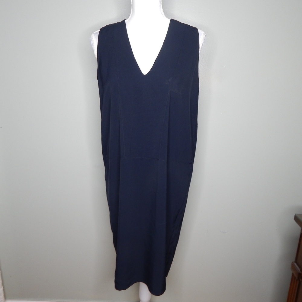 everlane women v neck weave dress sz 0 black